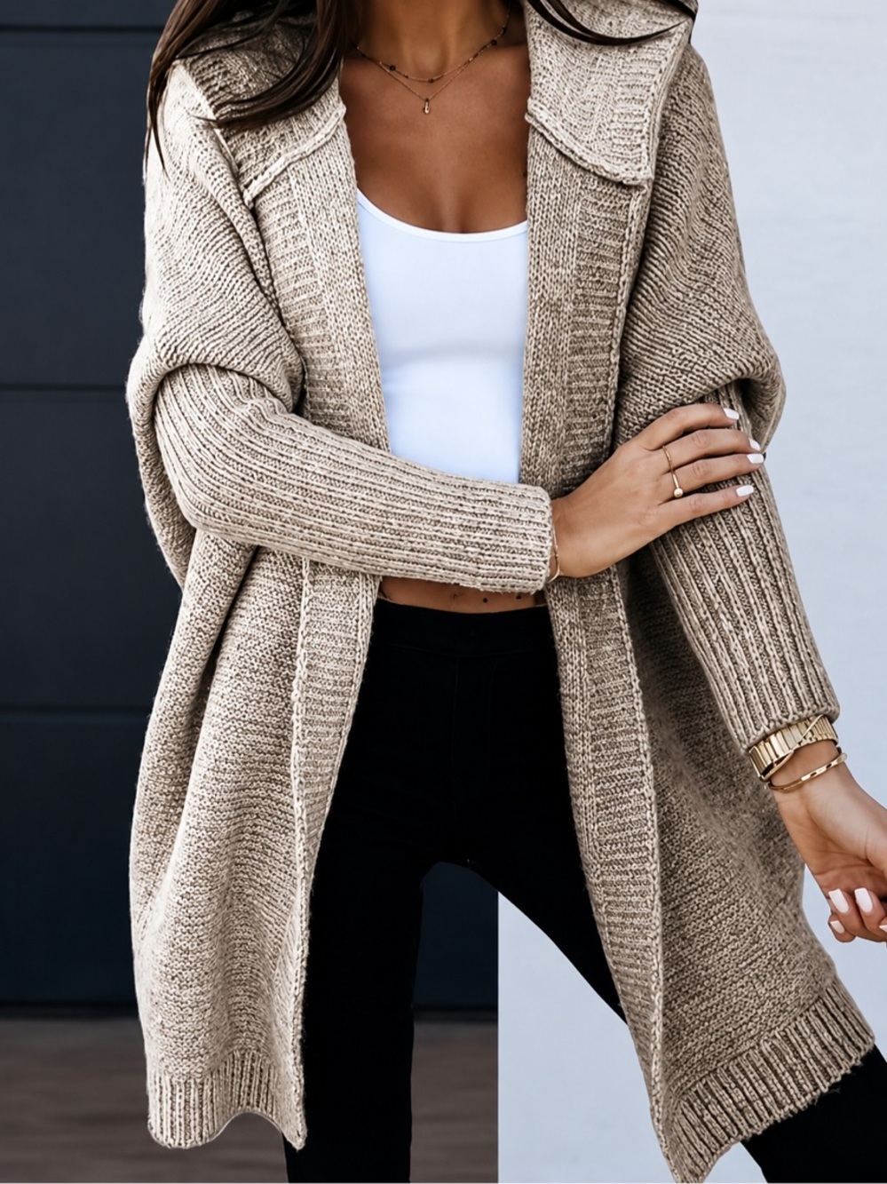 NWOT Bloggers choice two-tone open front long length hooded cardigan sweater 2XL